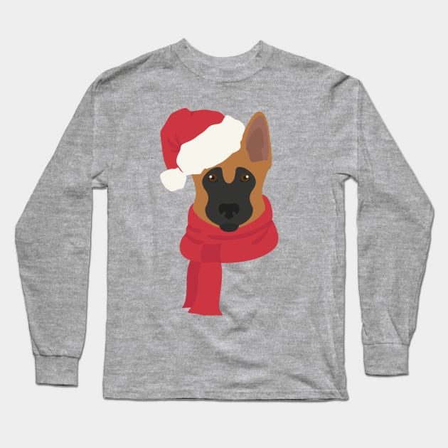 German Shepherd Christmas Dog Long Sleeve T-Shirt by JunkyDotCom